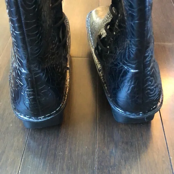 Alegria black emboss rose tall boots. Black. inner lace up. New in box! - Picture 8 of 10